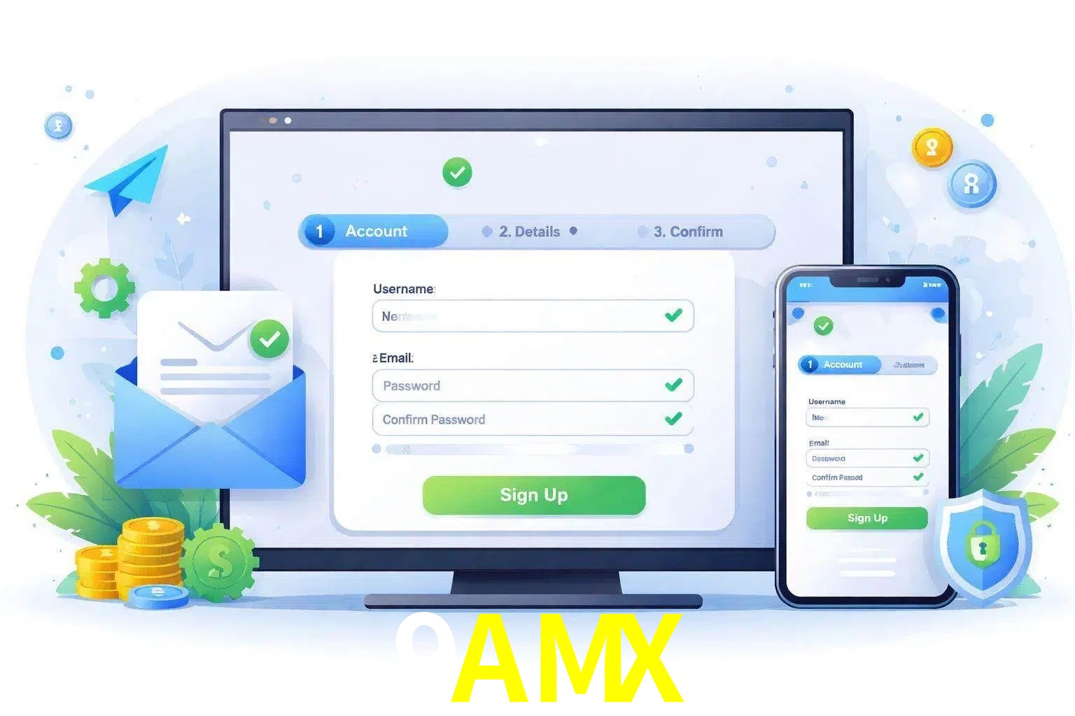 Registro de nuevo usuario y configuración de cuenta 9AMX